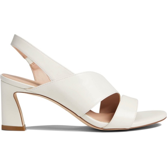 Cole Haan Amalia Ivory White Leather Slingback Sandal 65 Block Heel Pumps 8 - Picture 2 of 10